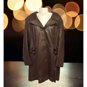 Vtg Coat Leather by New England Made USA Mahogany Hipster Classic Mod